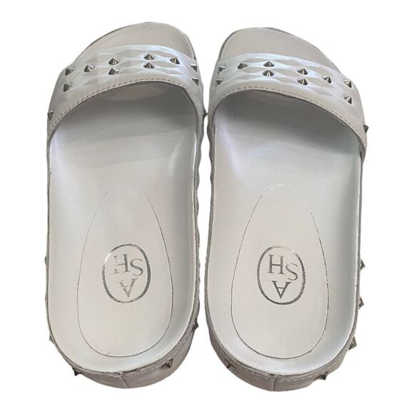 ASH Big Kids Unique White Leather Slide Sandals with Dust Bag NEW 35  3.5 - Picture 5 of 6